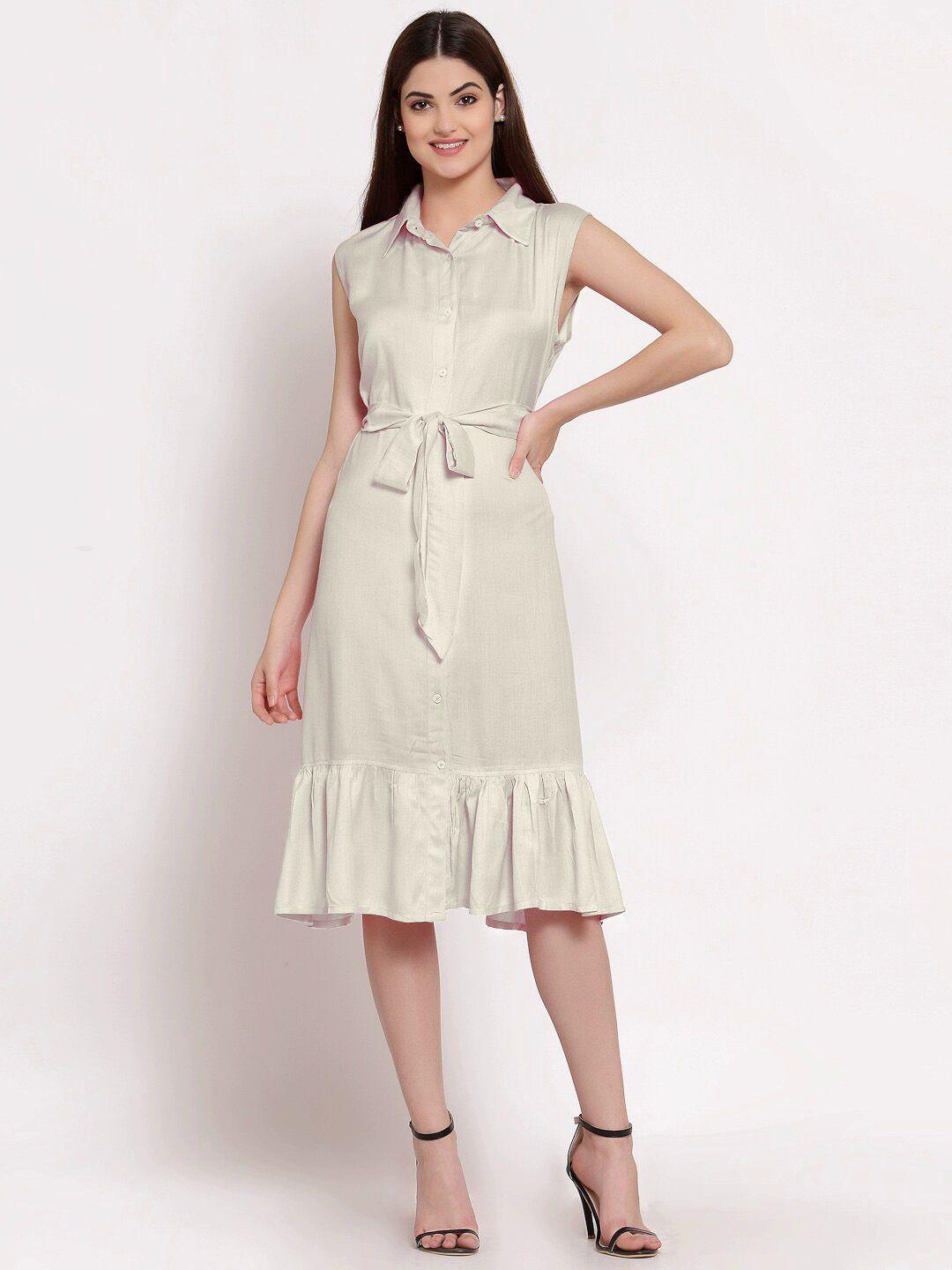 patrorna belted cotton shirt dress