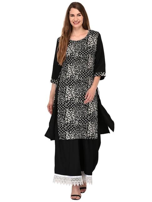 patrorna black & white printed kurta