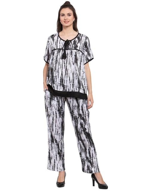 patrorna black & white printed top with pyjamas