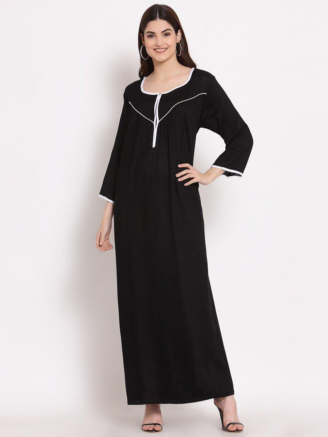 patrorna black maxi nightdress