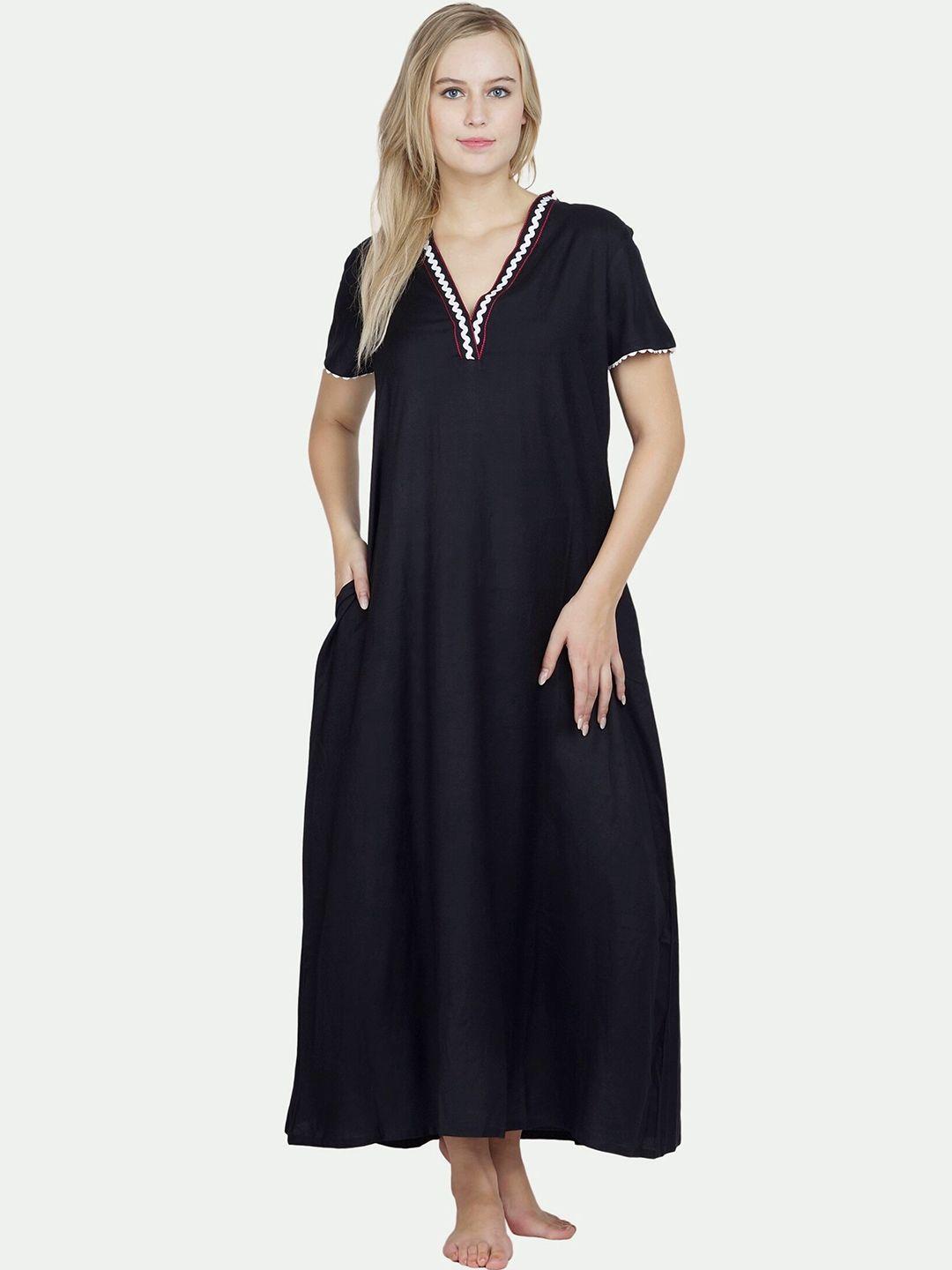 patrorna black maxi nightdress