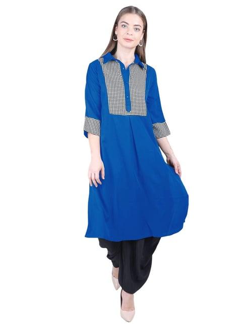 patrorna blue checks pathani kurta