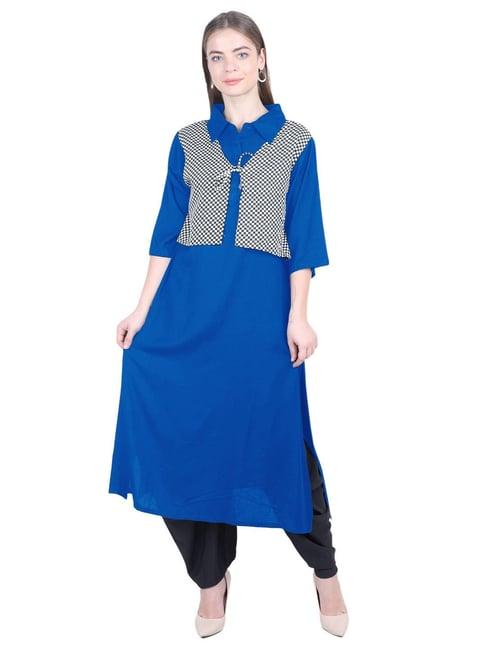 patrorna blue checks pathani kurta