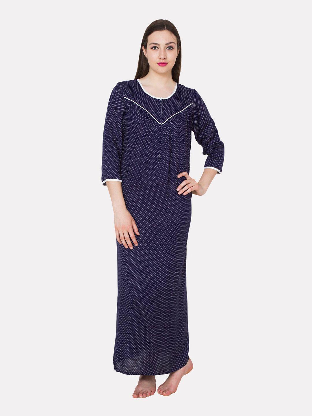 patrorna blue printed maxi nightdress