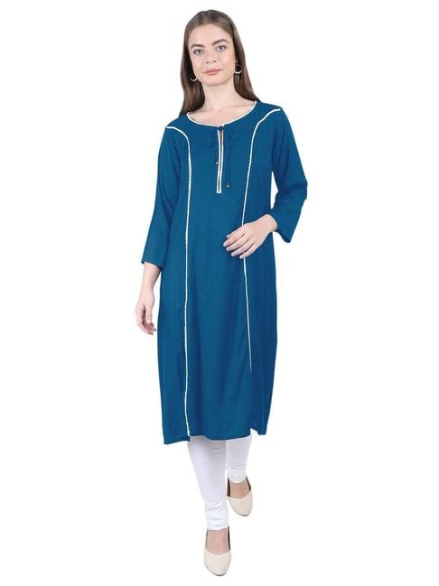 patrorna blue regular fit kurta