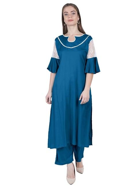 patrorna blue regular fit kurta