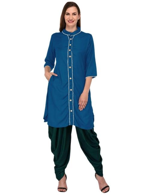 patrorna blue regular fit kurta