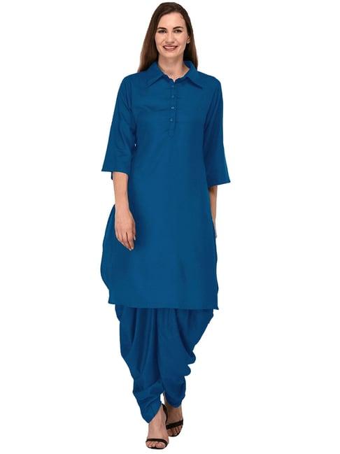 patrorna blue regular fit pathani kurta