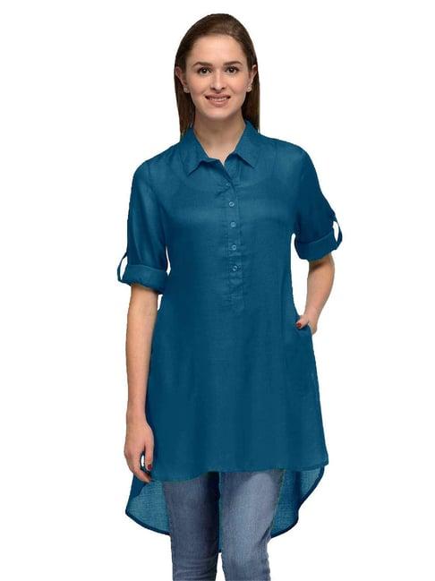 patrorna blue regular fit pathani kurta