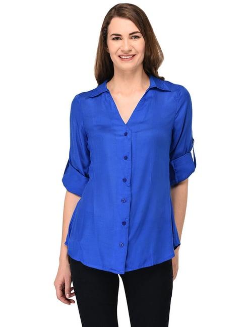 patrorna blue regular fit shirt