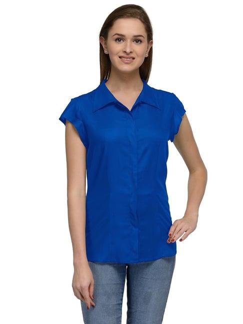 patrorna blue regular fit shirt