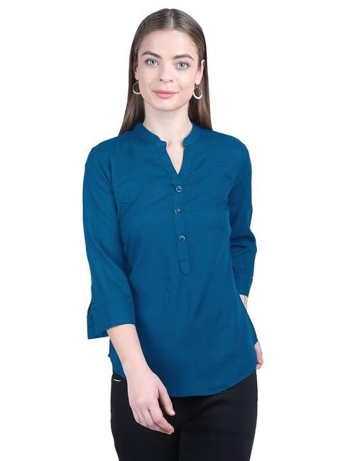 patrorna blue regular fit tunic style top