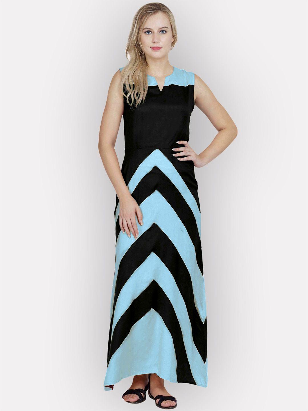 patrorna colourblocked pure cotton a-line maxi dress