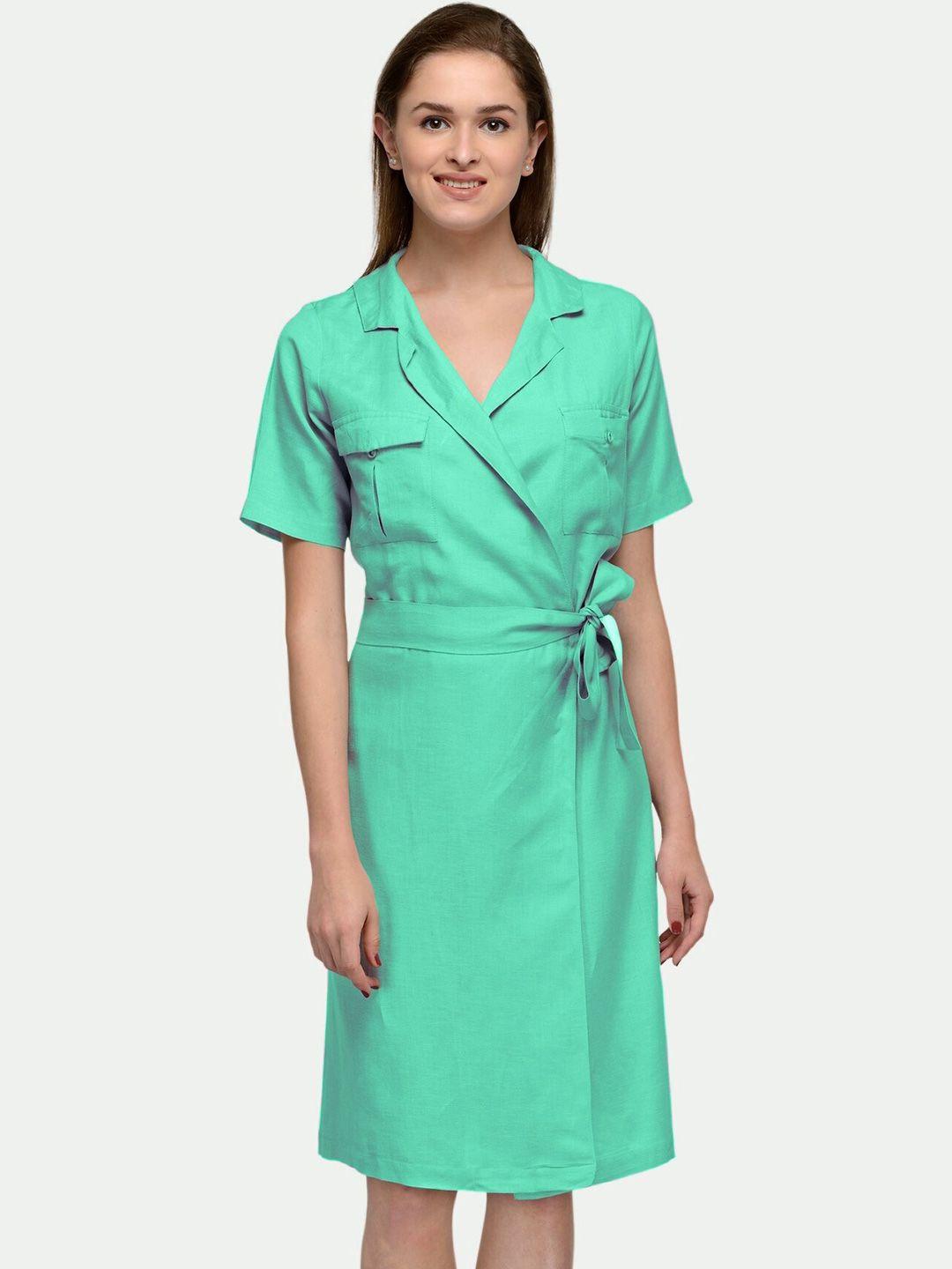 patrorna cotton knee length wrap dress