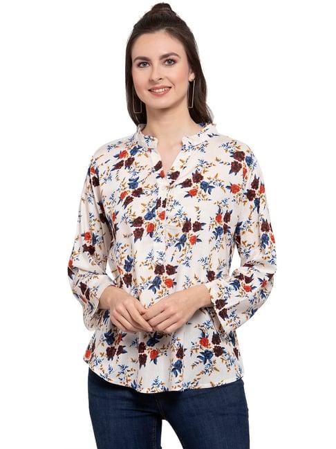 patrorna cream floral print top