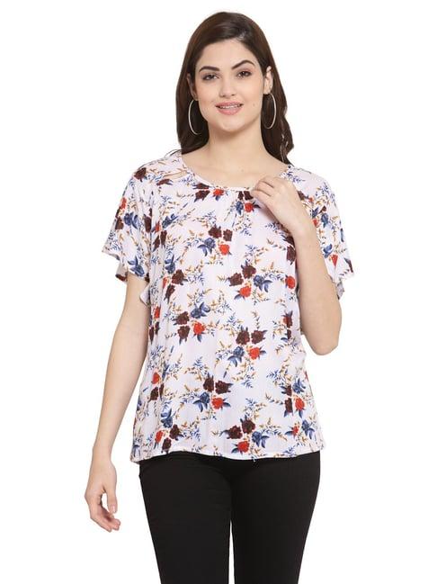 patrorna cream floral print top