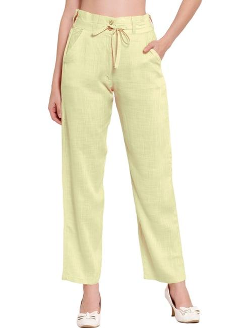 patrorna cream mid rise relaxed fit modern trousers