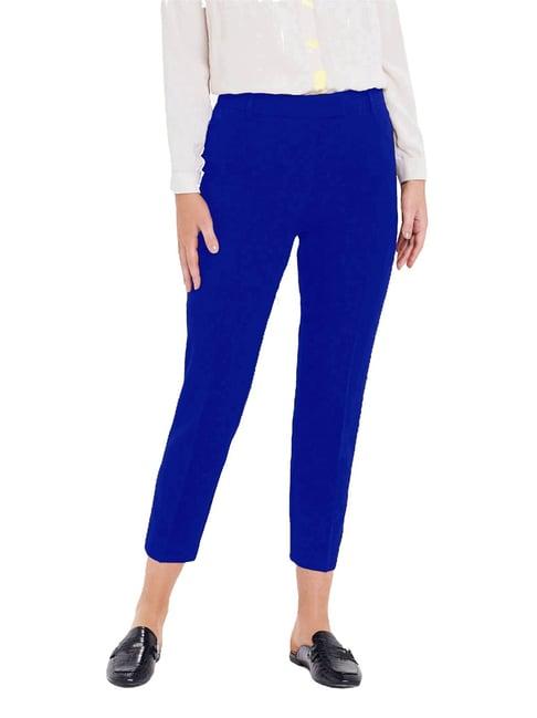 patrorna dark blue mid rise slim fit victorian trousers