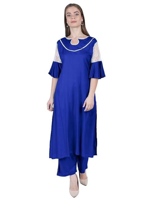 patrorna dark blue regular fit kurta