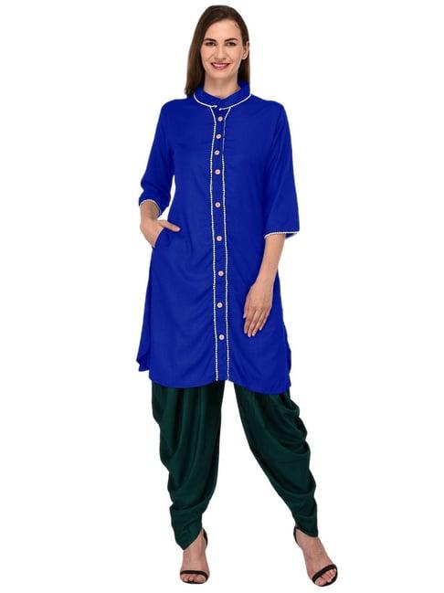 patrorna dark blue regular fit kurta