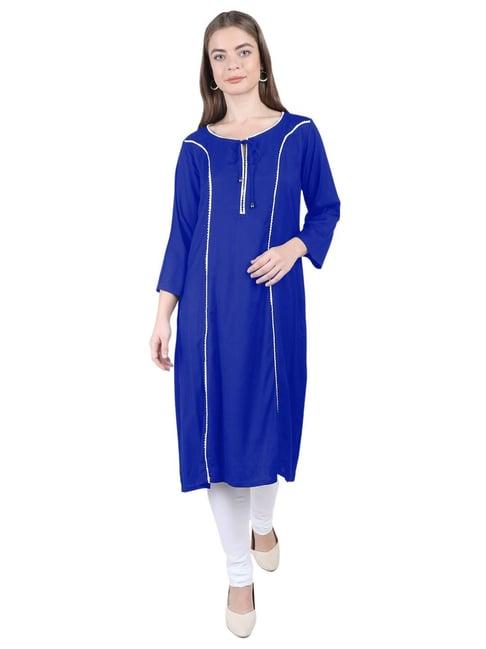 patrorna dark blue regular fit kurta