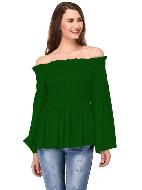 patrorna dark green regular fit peplum top