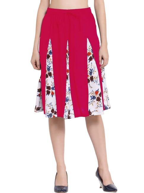 patrorna dark pink floral print midi skirt