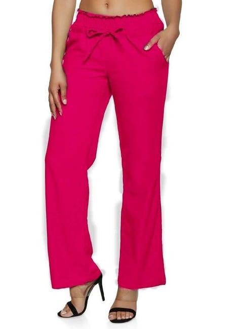 patrorna dark pink high rise relaxed fit paperbag culottes trousers