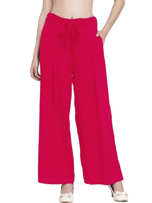 patrorna dark pink mid rise relaxed fit retro palazzos