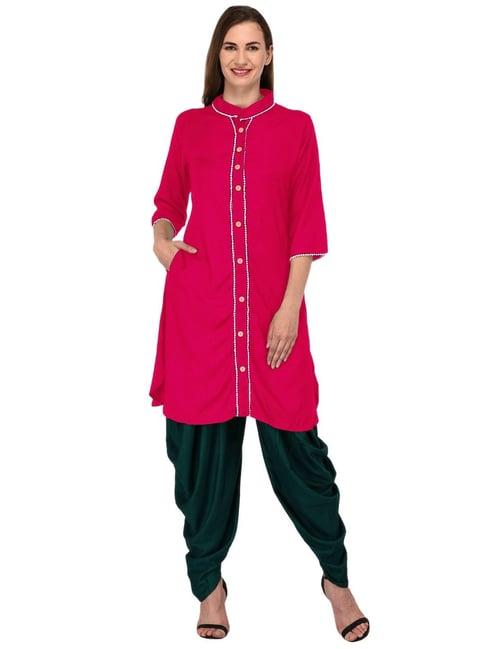 patrorna dark pink regular fit kurta