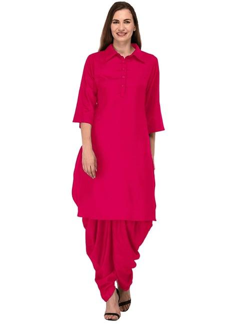 patrorna dark pink regular fit pathani kurta