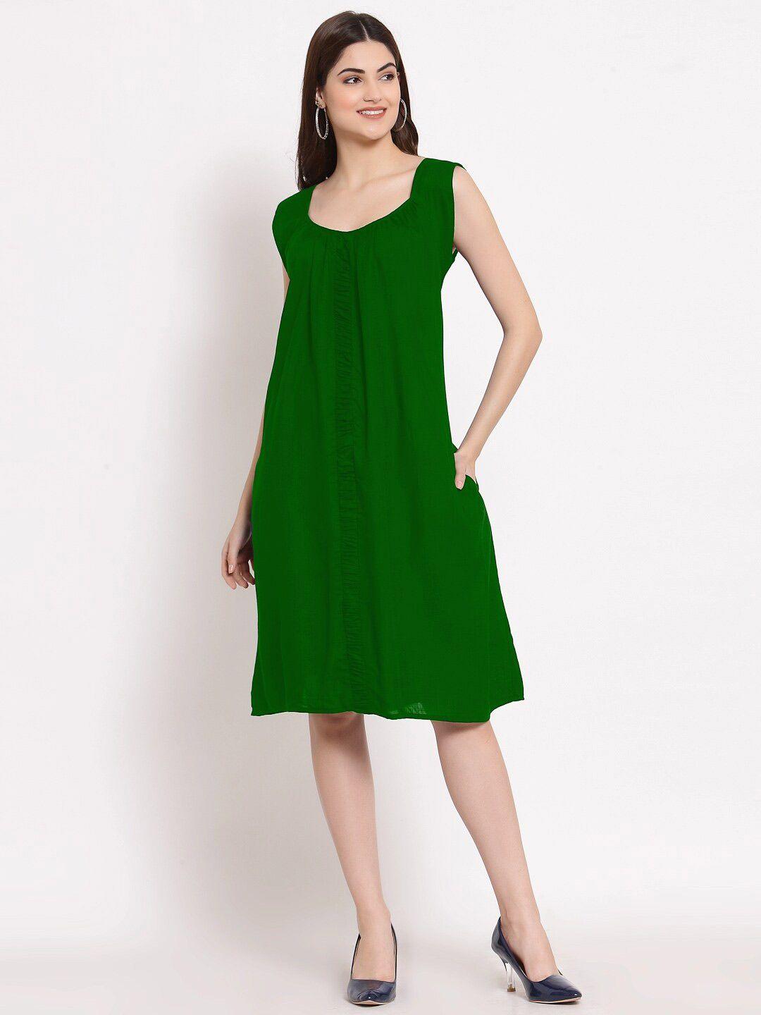 patrorna gathered cotton a-line dress