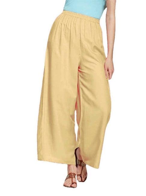 patrorna gold loose fit mid rise palazzos