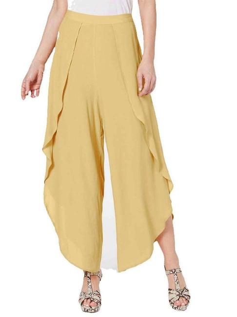 patrorna gold loose fit mid rise palazzos