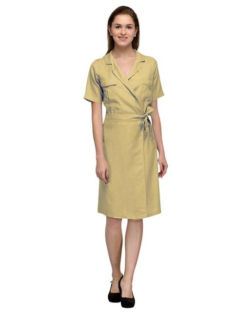 patrorna gold regular fit wrap dress