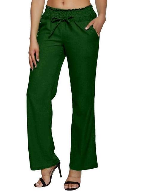 patrorna green high rise relaxed fit paperbag culottes trousers
