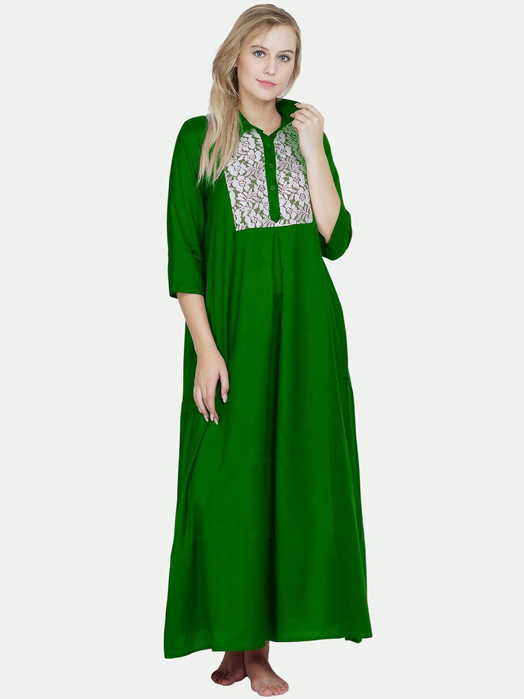 patrorna green maxi nightdress