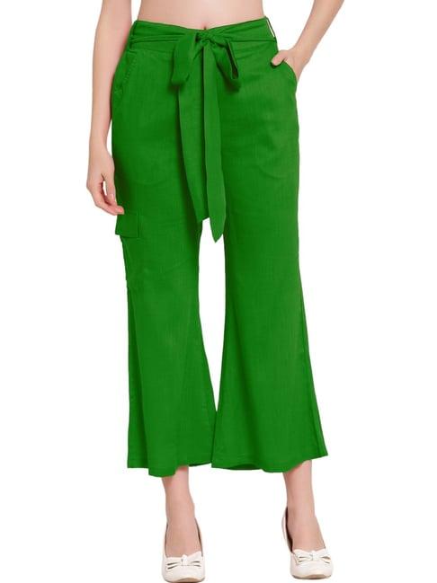 patrorna green mid rise relaxed fit cargo trousers