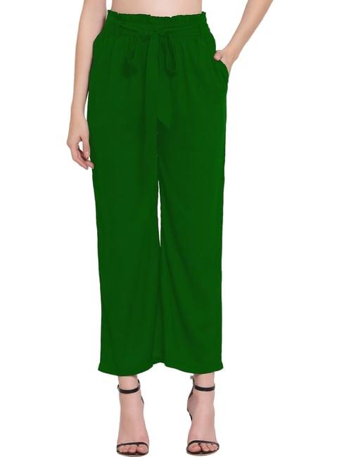 patrorna green mid rise relaxed fit paperbag culottes trousers