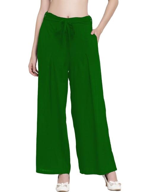 patrorna green mid rise relaxed fit retro palazzos
