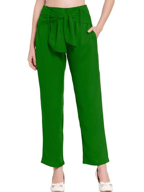 patrorna green mid rise relaxed fit trousers