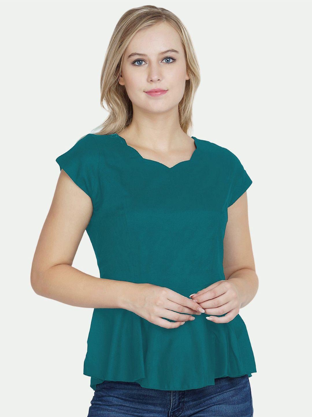 patrorna green peplum top