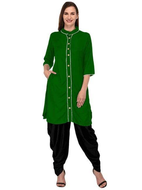 patrorna green regular fit kurta