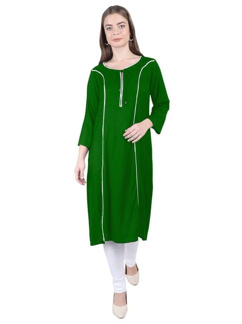 patrorna green regular fit kurta