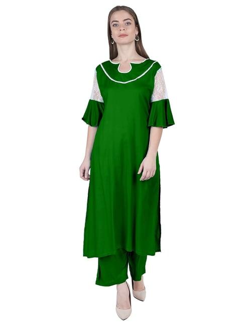 patrorna green regular fit kurta