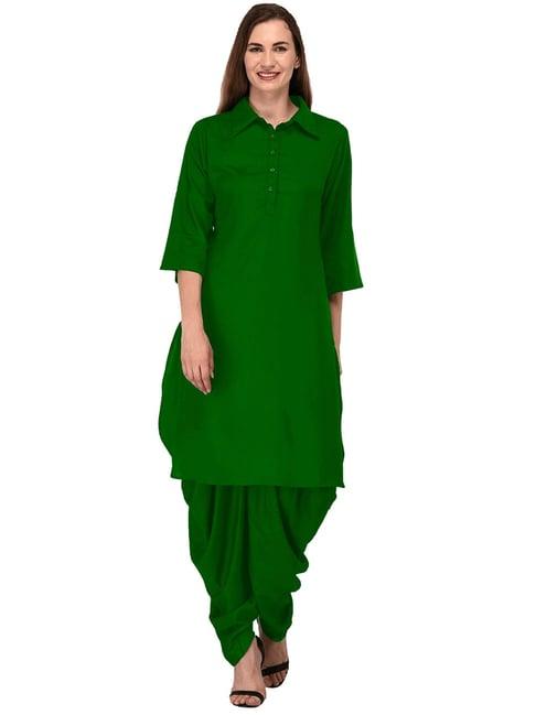 patrorna green regular fit pathani kurta