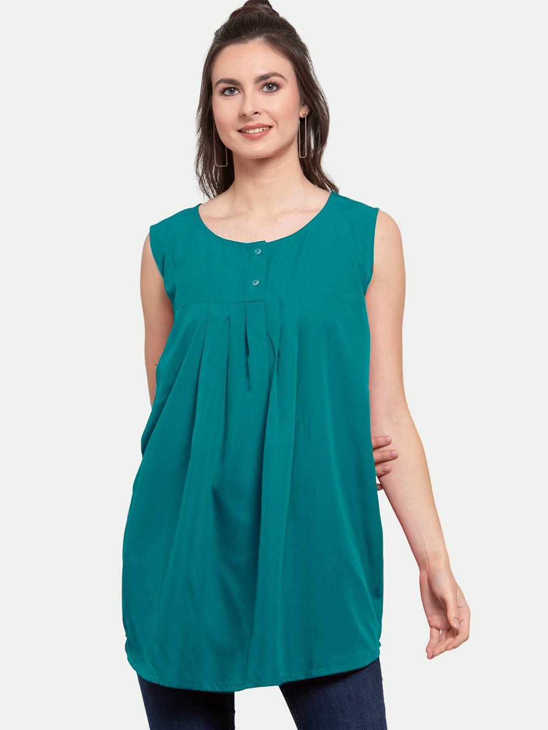 patrorna green solid longline top