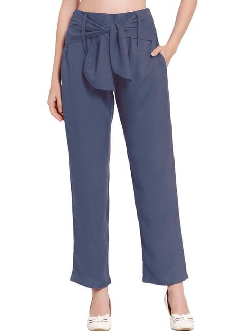 patrorna grey high rise relaxed fit trousers