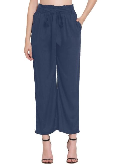 patrorna grey mid rise relaxed fit paperbag culottes trousers