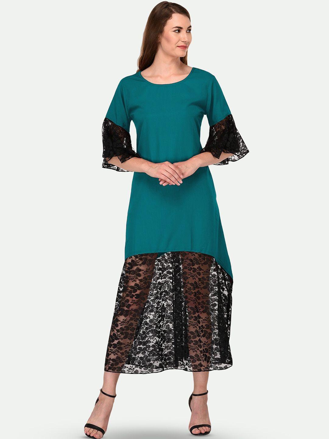 patrorna lace bell sleeve a-line midi dress